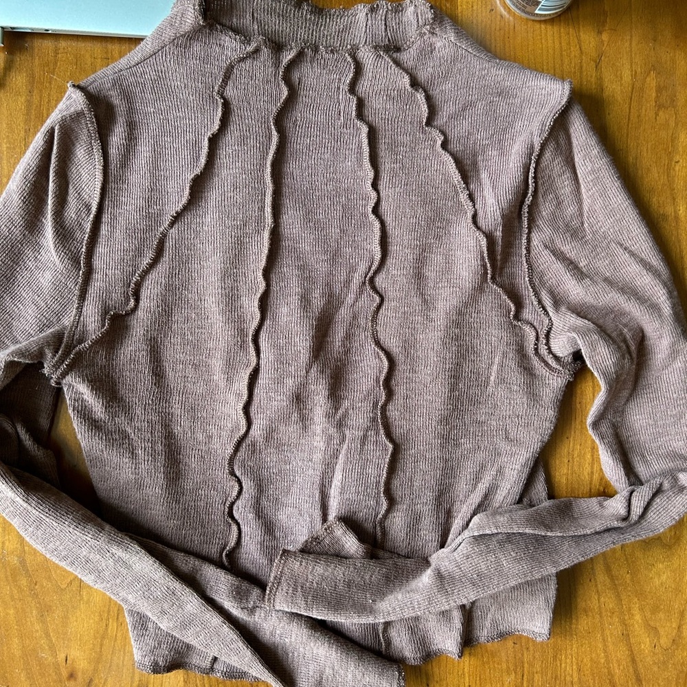 URBAN OUTFITTERS BDG BROWN LONG SLEEVE CROP TOP MOCK NECK